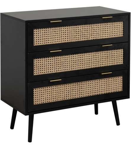 Black rattan chest - rattan, drawers
