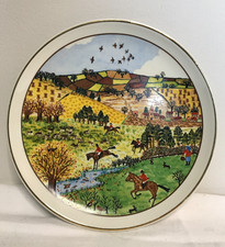 Vintage Prinknash Pottery ceramic plate, Hunting scene, hounds and riders