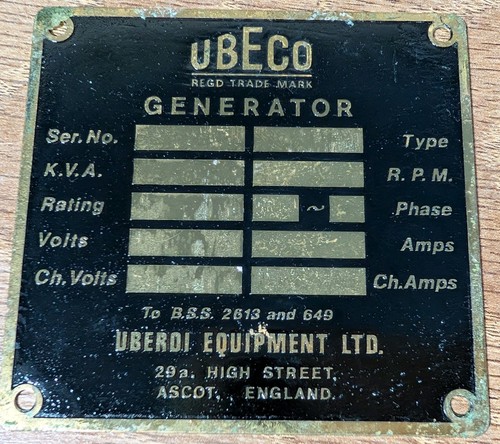 Vintage generator plaque plate - vintage,