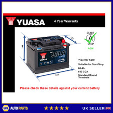 AGM Car Battery fits PEUGEOT