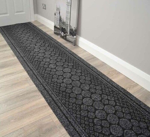 Dark rug black hall runners - black,