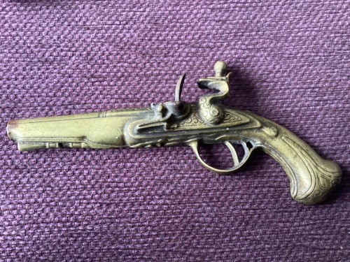 Brass flintlock pistol - flintlock,