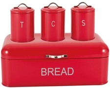 Stainless Steel 4 pieces Bread Bin Set Kitchen Tea Sugar Coffee Jar Bin Canister