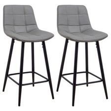 2 x Tall Bar Stools PU Leather
