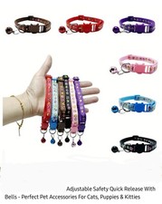 Quick Release Pet Collar. Detachable Bell. Cute Design. Dog Cat Rabbit Puppy... 