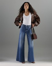 River Island Womens Blue Wide Jeans 12 Regular