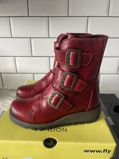 FLY LONDON Scop 110 Rustic Red Leather Buckle Boots UK 3/ EU 36 , New,  RRP £170