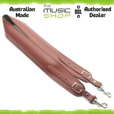 Aust Made DSL 2.5" Maroon/Brown Leather Banjo Strap with Clip - BANJO-16-CLIP