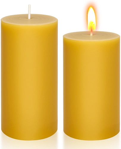 Pcs beeswax pillar candles - pcs,