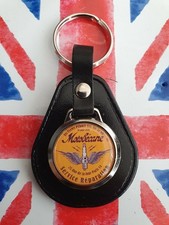 MOTOBECANE SERVICE CENTER  PEAR SHAPED BLACK LEATHER & METAL KEY FOB KEY RING