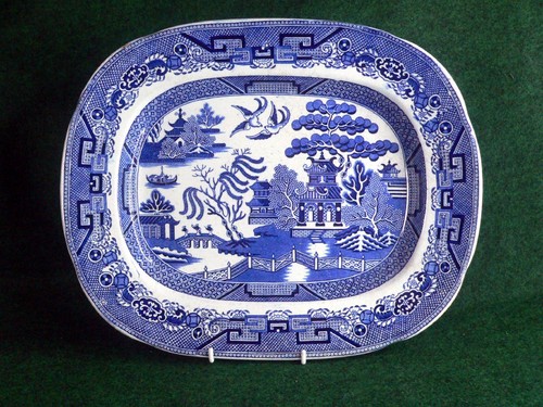 Antique willow pattern platter - willow,