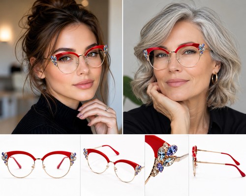Red cat eye - eye, frames
