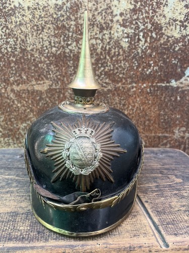 Leather helmet saxony spiked - helmet,