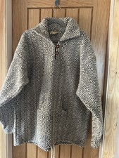 Pachamama Mens Long Sleeve Jumper 100% Wool - Navy & Crean - Size L Chest 50"