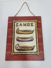 Wooden Sign Canoe Boat Fishing