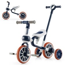 4 in 1 Kids Tricycle Toddler Balance Bike Adjustable Parent Push Handle 4 wheels