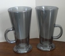 Set of 2 Grey Smoked Glass Latte Mugs