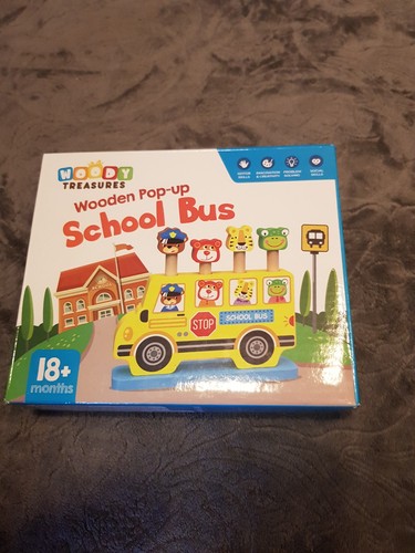 Wooden pop school bus - pop, up