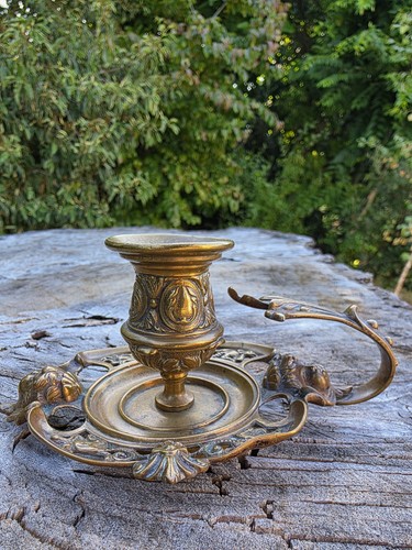 Antique brass chamberstick - antique,