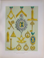 1897 FREEMASON MASONIC REGALIA PRINT GRAND OFFICERS JEWELS GRAND LOGE SCOTLAND