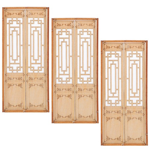 3pcs dollhouse wooden window - 3pcs,