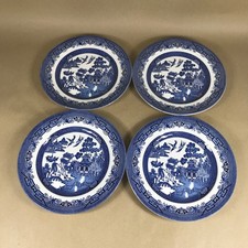 Vintage Churchill England Blue Willow Set of 4 Dinner Plates