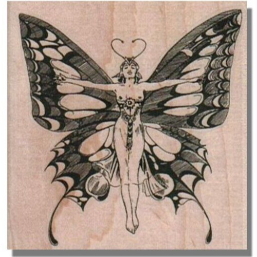 Butterfly lady rubber stamp - butterfly,