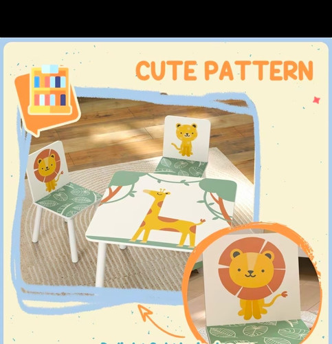 3pc wooden table chairs set - table, &