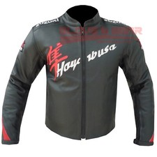 SUZUKI HAYABUSA BLACK COWHIDE LEATHER MOTORCYCLE ARMOURED JACKET.