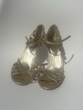 Sergio Rossi Vero Cuoio Strappy Gold Heels Size 6/39 Worn With Minor Scuffs