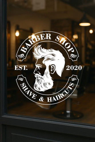 Barbershop vinyl window decal - barbershop,