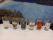 6 x VINTAGE COLLECTABLE SHOT GLASSES WHISKY GIN VODKA RUM COGNAC BACARDI PUB BAR