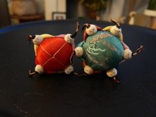 Vintage  Chinese SILK  Pin Cushions 6 And 4 Figures FREE UK POSTAGE 