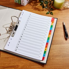 A4 A-Z File Dividers Multi-Punched Printed Plastic Mylar Tabs Alphabet X 10