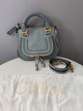 Chloé Mini Marcie Saddle Bag Blue Leather Handbag