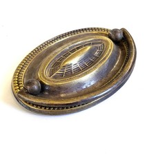 Brass oval pressed plate handle antique furniture restoration Hepplewhite pull