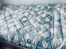 Vintage Eiderdown Quilt Blue Jonelle 1970s Retro Floral