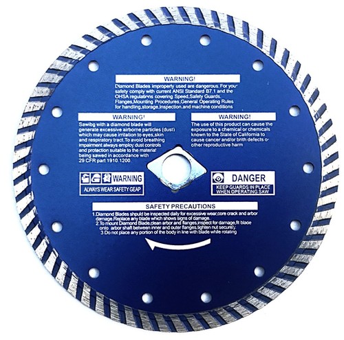 Diamond blade cuts - 7", granite