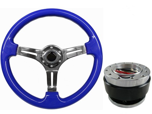 Blue chrome steering - steering, wheel
