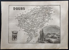 Doubs - 1867 - antique map Of Department - Antique Map - France