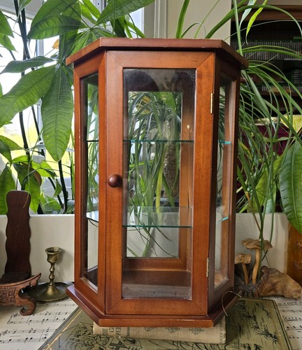 Vintage hexagon wooden - hexagon, glass