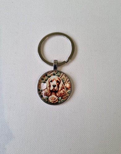 Cocker spaniel metal keyring - spaniel,