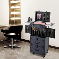 Professional Makeup Case Rolling Cosmetology Case Metal Beauty Travel Luggage