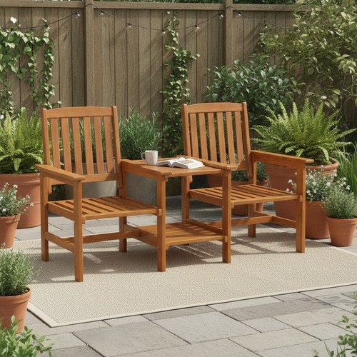 Wooden garden love seat - love,