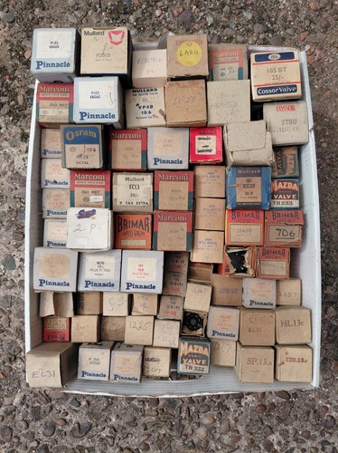 Box vintage radio valves - box,