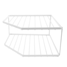  Corner Shelf: Kitchen Counter Organizer - Pot and Pan Rack - Dual-Layer Metal