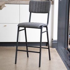 GREY UPHOLSTERED BAR STOOL