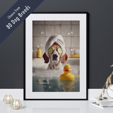 Funny Dog in Bath Print –