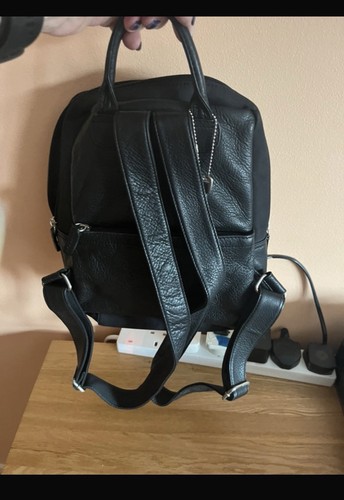 Fossil black leather rucksack - black,