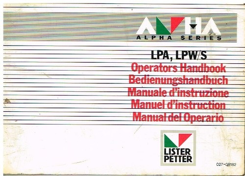 Lister petter alpha lpa - lpa, lpw/s
